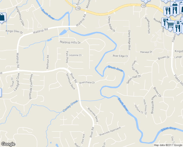 map of restaurants, bars, coffee shops, grocery stores, and more near 3503 Riverchase Knoll in Decatur