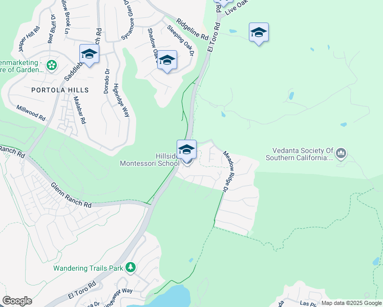 map of restaurants, bars, coffee shops, grocery stores, and more near 19862 El Toro Road in Silverado