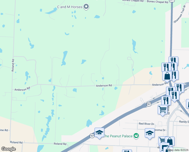 map of restaurants, bars, coffee shops, grocery stores, and more near 739 Anderson Road in Whitesboro
