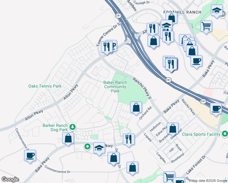 map of restaurants, bars, coffee shops, grocery stores, and more near 12 Swift in Lake Forest