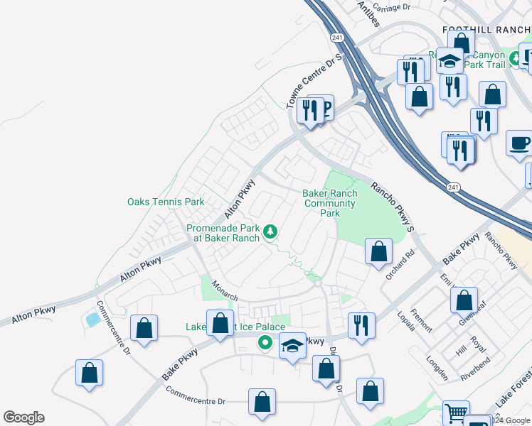 map of restaurants, bars, coffee shops, grocery stores, and more near 28 Lark in Lake Forest