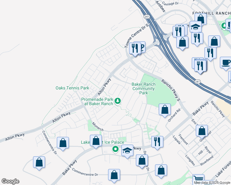 map of restaurants, bars, coffee shops, grocery stores, and more near 28 Lark in Lake Forest