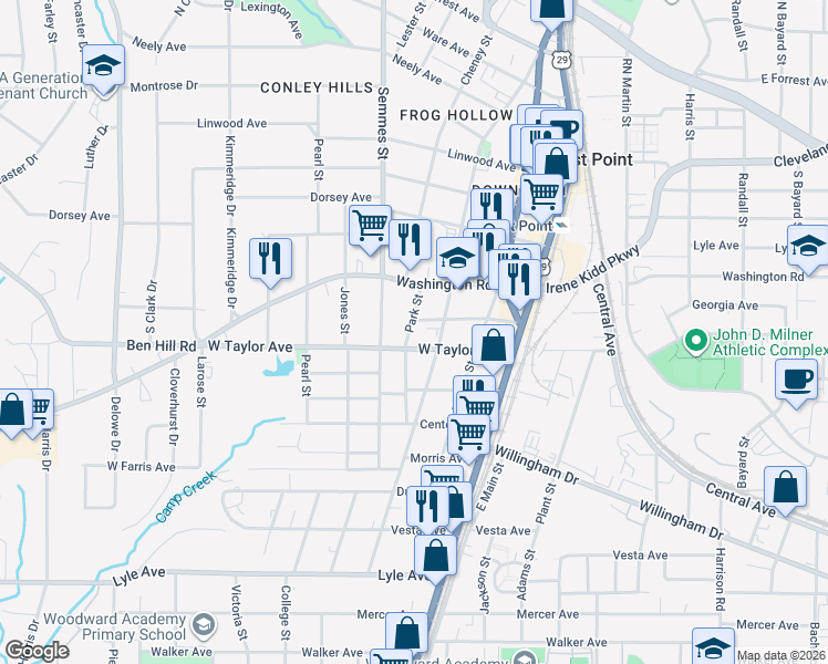 map of restaurants, bars, coffee shops, grocery stores, and more near 1780 West Taylor Avenue in Atlanta