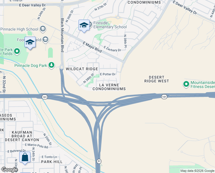 map of restaurants, bars, coffee shops, grocery stores, and more near 20660 North 40th Street in Phoenix