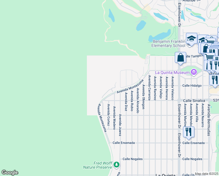 map of restaurants, bars, coffee shops, grocery stores, and more near 77170 Casa Del Sol in La Quinta
