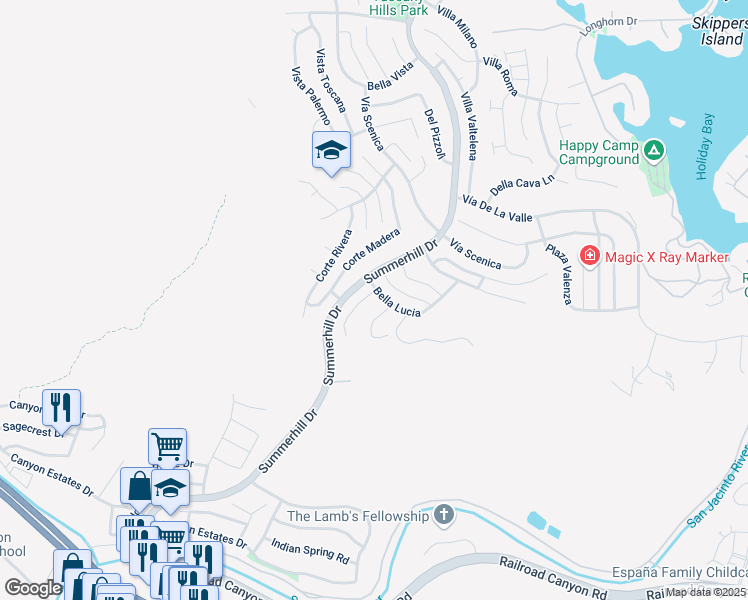 map of restaurants, bars, coffee shops, grocery stores, and more near 4 Bella Caserta in Lake Elsinore