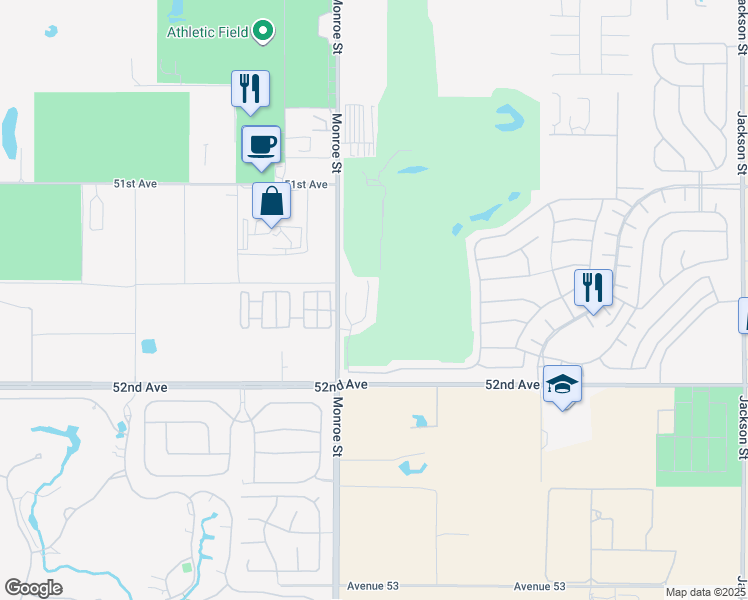 map of restaurants, bars, coffee shops, grocery stores, and more near 51064 Monroe Street in Indio