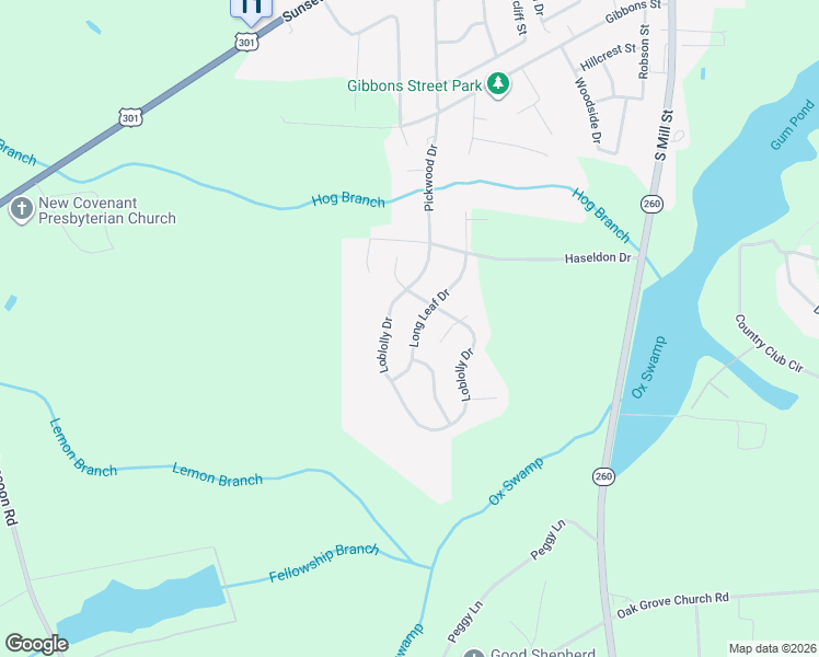 map of restaurants, bars, coffee shops, grocery stores, and more near 1223 Loblolly Drive in Manning