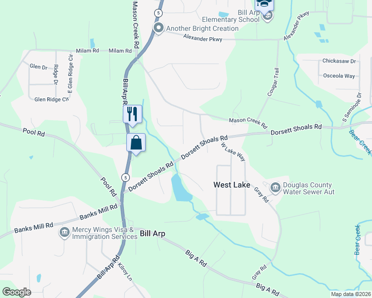 map of restaurants, bars, coffee shops, grocery stores, and more near 6870 Dorsett Shoals Road in Douglasville