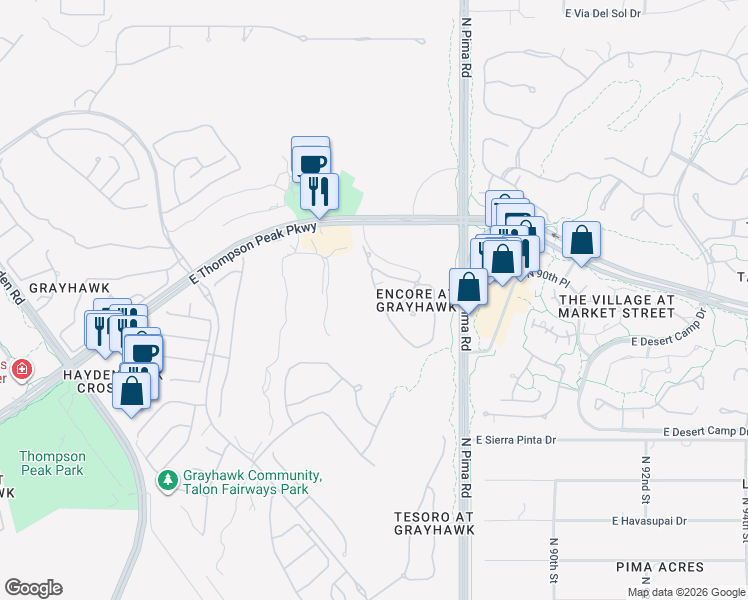 map of restaurants, bars, coffee shops, grocery stores, and more near 20750 North 87th Street in Scottsdale