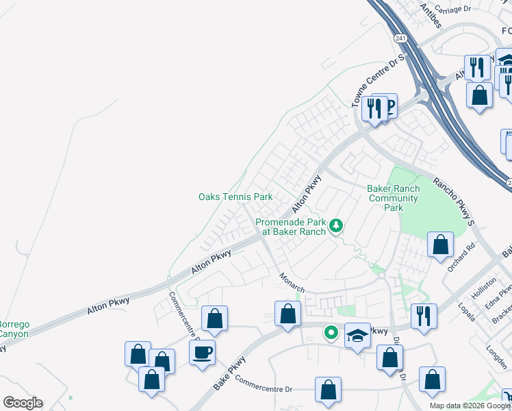 map of restaurants, bars, coffee shops, grocery stores, and more near 116 Lavender in Lake Forest