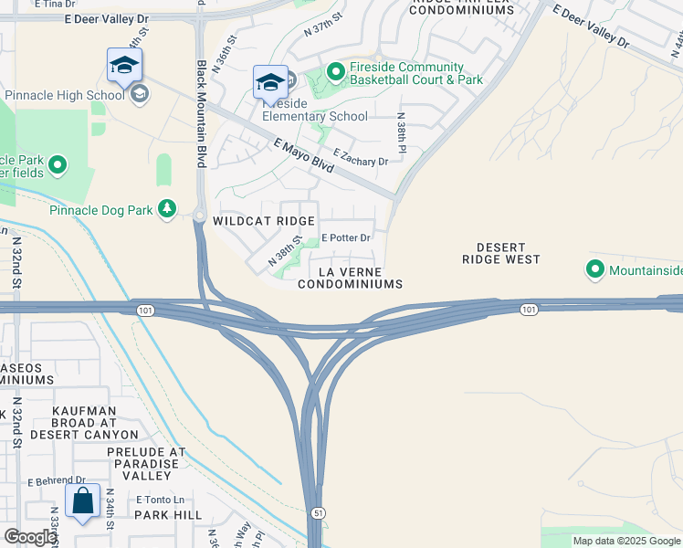 map of restaurants, bars, coffee shops, grocery stores, and more near 20660 North 40th Street in Phoenix