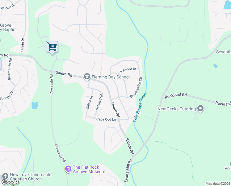 map of restaurants, bars, coffee shops, grocery stores, and more near 3688 Bramblevine Circle in Stonecrest