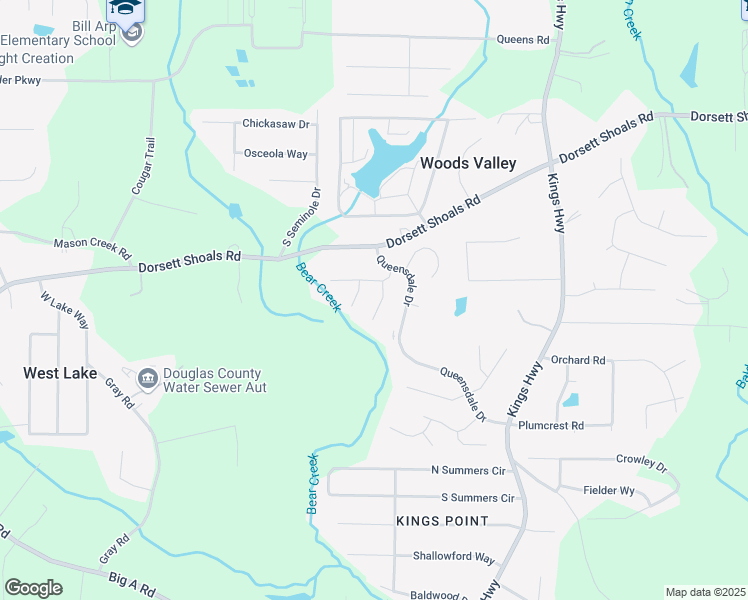 map of restaurants, bars, coffee shops, grocery stores, and more near 6521 Squire Place in Douglasville