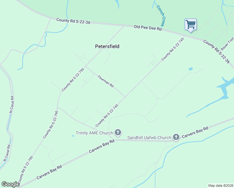 map of restaurants, bars, coffee shops, grocery stores, and more near 59 Thurman Road in Hemingway