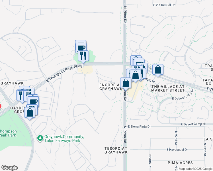 map of restaurants, bars, coffee shops, grocery stores, and more near 20750 North 87th Street in Scottsdale