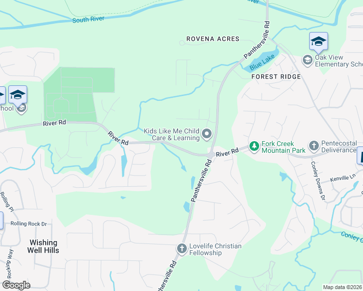 map of restaurants, bars, coffee shops, grocery stores, and more near 2738 River Road in Ellenwood