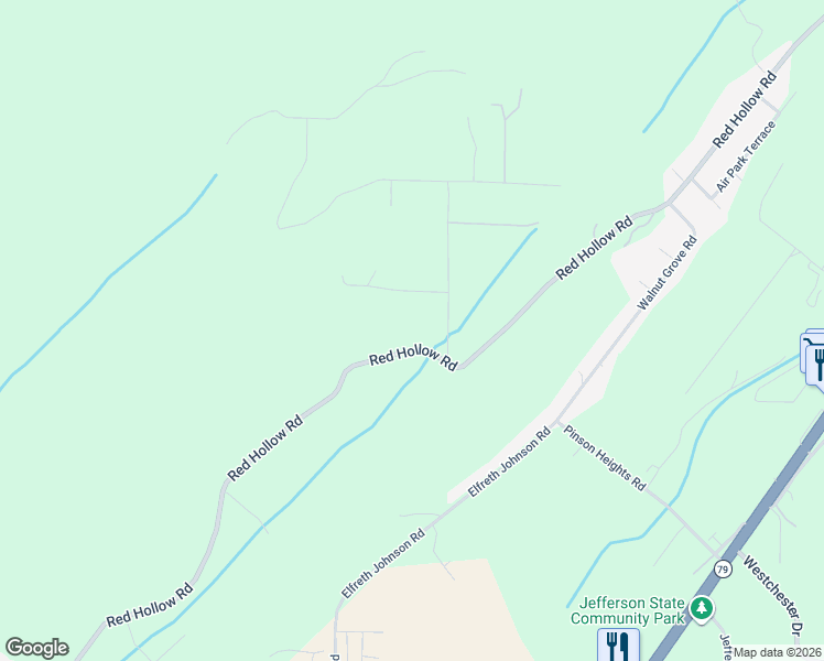 map of restaurants, bars, coffee shops, grocery stores, and more near 5747 Red Hollow Road in Birmingham