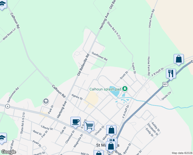 map of restaurants, bars, coffee shops, grocery stores, and more near 88 Sunflower Road in Saint Matthews