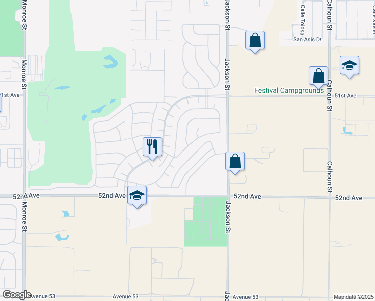 map of restaurants, bars, coffee shops, grocery stores, and more near 82810 Spirit Mountain Drive in Indio