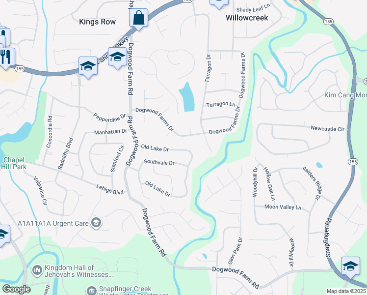 map of restaurants, bars, coffee shops, grocery stores, and more near 4374 Old Lake Drive in Decatur