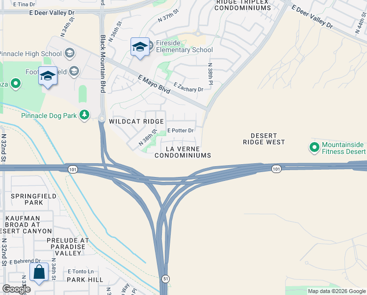 map of restaurants, bars, coffee shops, grocery stores, and more near 20660 North 40th Street in Phoenix