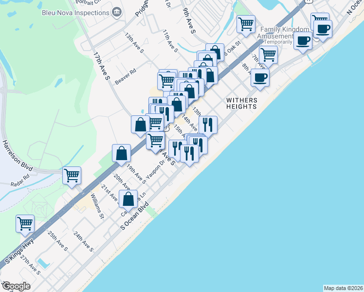 map of restaurants, bars, coffee shops, grocery stores, and more near in Myrtle Beach
