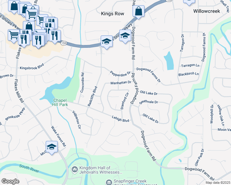 map of restaurants, bars, coffee shops, grocery stores, and more near 3623 Stanford Circle in Decatur
