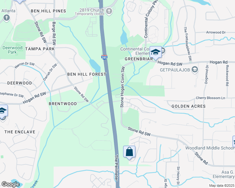 map of restaurants, bars, coffee shops, grocery stores, and more near 3301 North Camp Creek Parkway in Atlanta