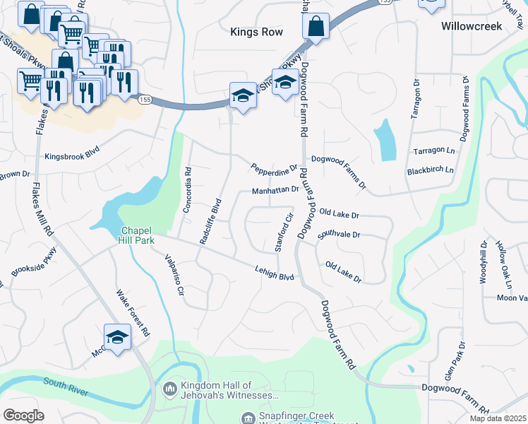 map of restaurants, bars, coffee shops, grocery stores, and more near 3623 Stanford Circle in Decatur
