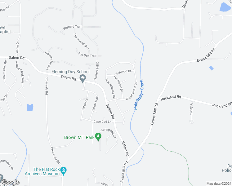 map of restaurants, bars, coffee shops, grocery stores, and more near 3660 Bramblevine Circle in Lithonia