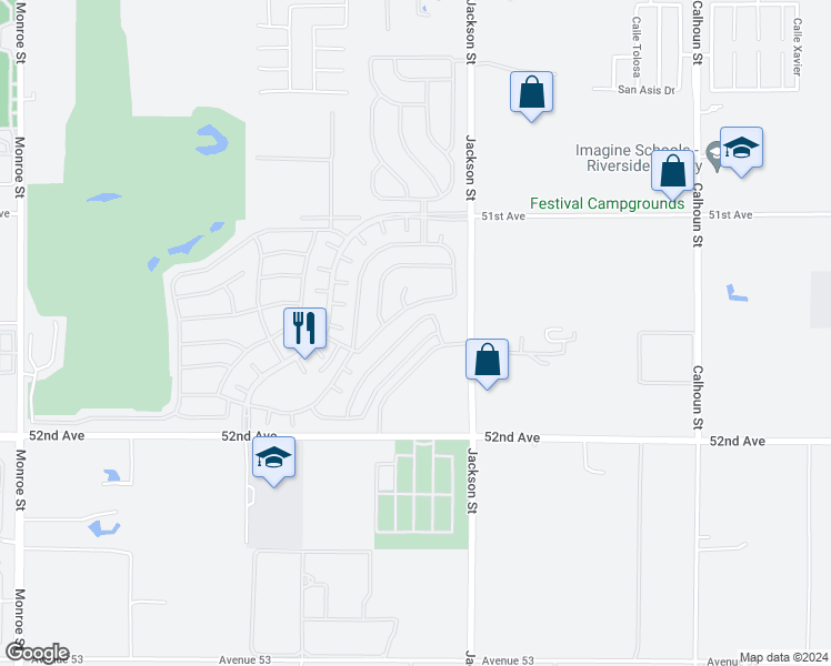 map of restaurants, bars, coffee shops, grocery stores, and more near 82877 Spirit Mountain Drive in Indio