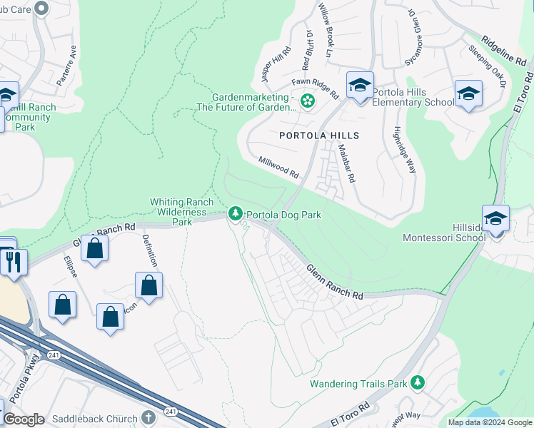 map of restaurants, bars, coffee shops, grocery stores, and more near 1602 Sunset View Drive in Lake Forest