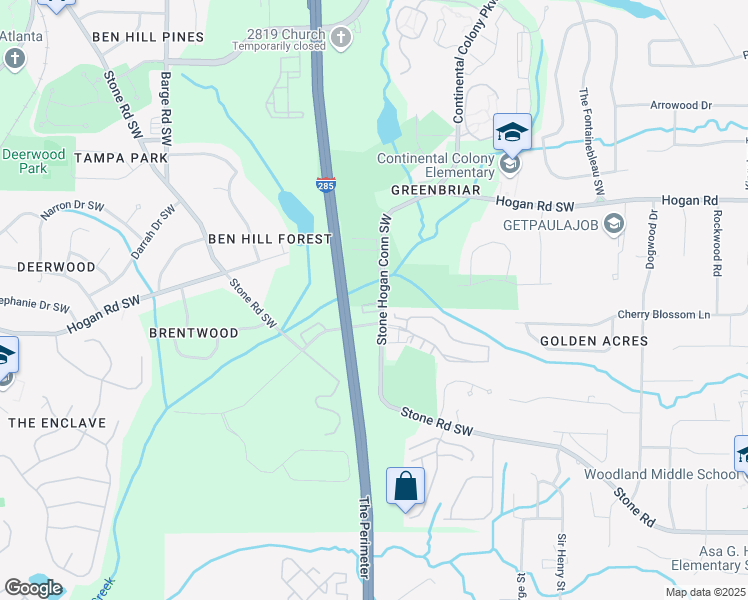 map of restaurants, bars, coffee shops, grocery stores, and more near 3301 North Camp Creek Parkway in Atlanta