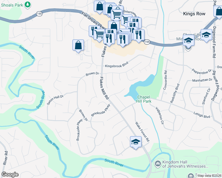 map of restaurants, bars, coffee shops, grocery stores, and more near 3654 Silver Springs Court in Decatur