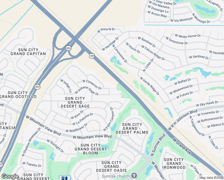 map of restaurants, bars, coffee shops, grocery stores, and more near 15688 West Cimarron Drive in Surprise