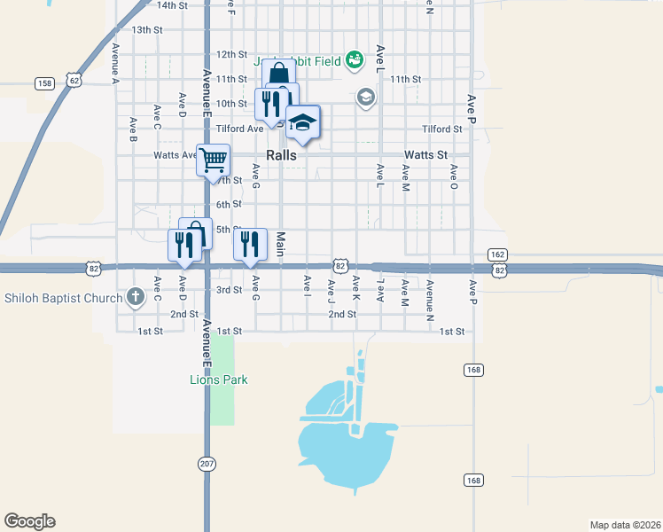map of restaurants, bars, coffee shops, grocery stores, and more near Farm to Market Road 122 in Ralls