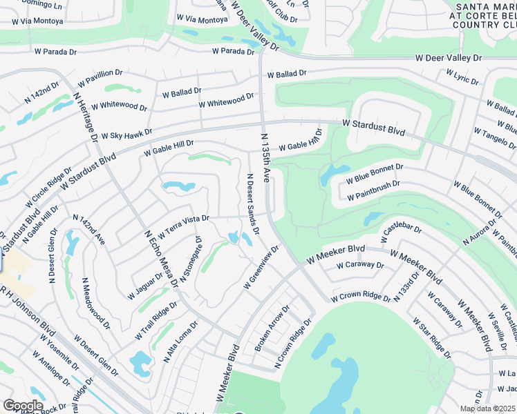 map of restaurants, bars, coffee shops, grocery stores, and more near 21022 North 135th Avenue in Sun City West