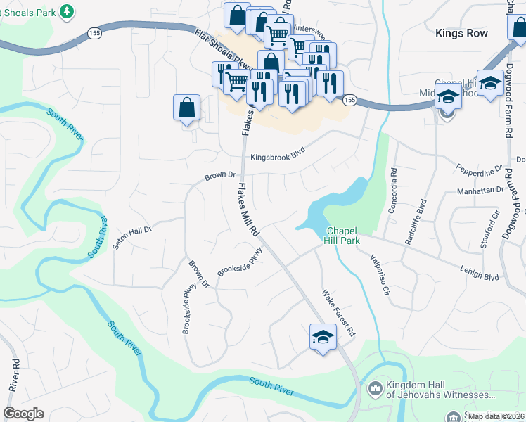map of restaurants, bars, coffee shops, grocery stores, and more near 3654 Silver Springs Court in Decatur