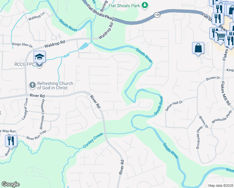 map of restaurants, bars, coffee shops, grocery stores, and more near 4271 Waldrop Hills Terrace in Decatur