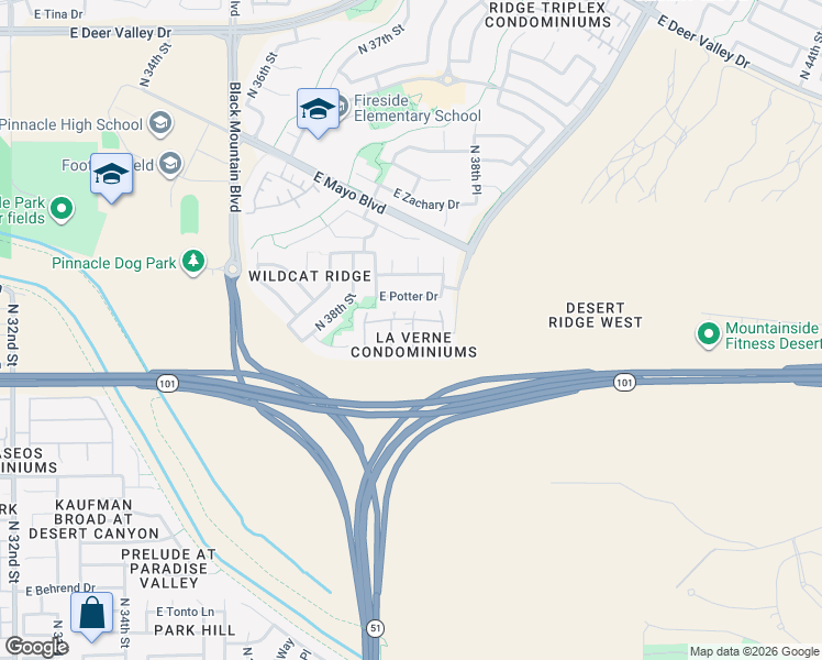 map of restaurants, bars, coffee shops, grocery stores, and more near 20660 North 40th Street in Phoenix