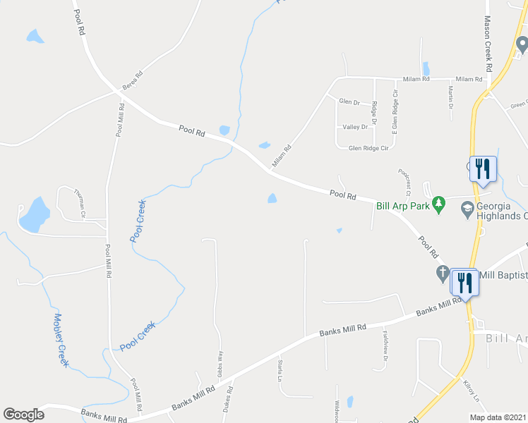 map of restaurants, bars, coffee shops, grocery stores, and more near 4761 Pool Road in Winston