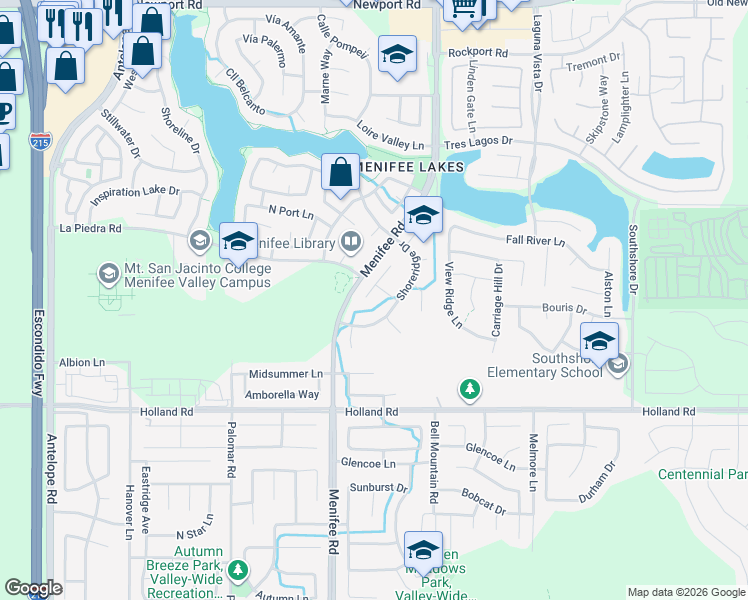 map of restaurants, bars, coffee shops, grocery stores, and more near 30720 Pier Pointe Circle in Menifee