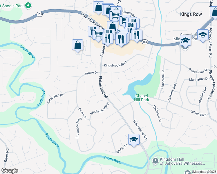 map of restaurants, bars, coffee shops, grocery stores, and more near 3654 Silver Springs Court in Decatur
