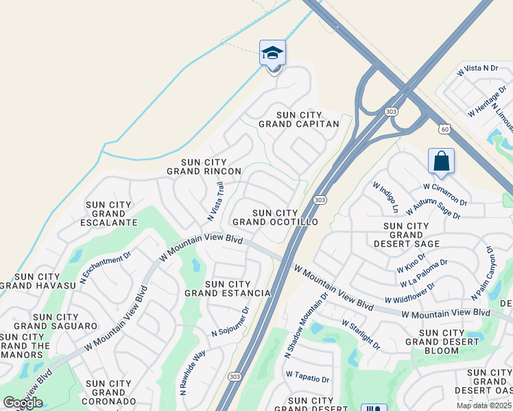 map of restaurants, bars, coffee shops, grocery stores, and more near 16480 West Chuparosa Lane in Surprise