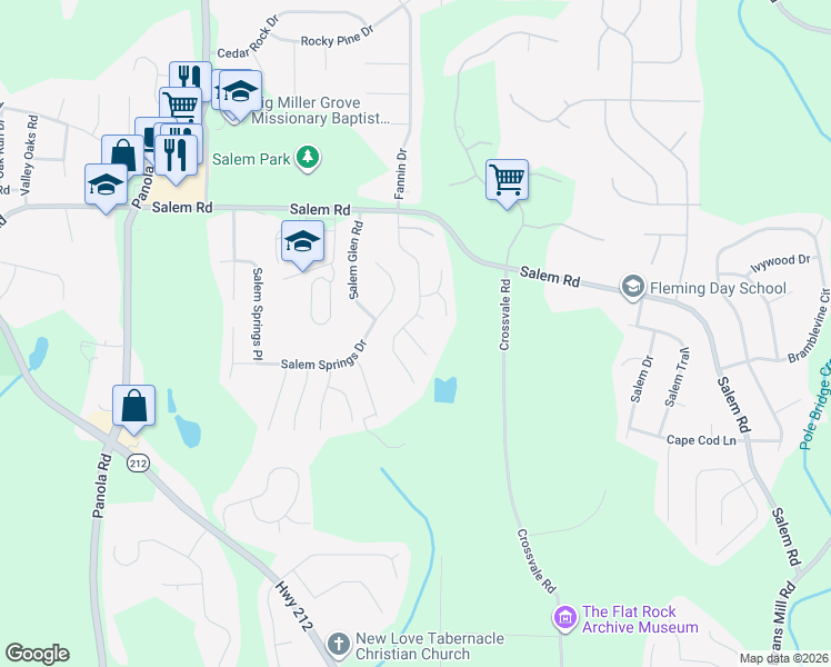 map of restaurants, bars, coffee shops, grocery stores, and more near 3806 Walnut Path in Stonecrest