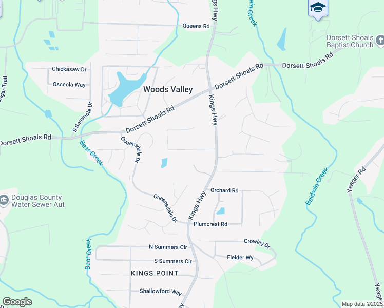 map of restaurants, bars, coffee shops, grocery stores, and more near 6145 Knights Lane in Douglasville