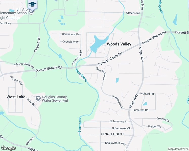 map of restaurants, bars, coffee shops, grocery stores, and more near 4745 Mentmore Terrace in Douglasville