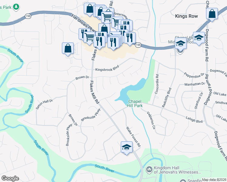 map of restaurants, bars, coffee shops, grocery stores, and more near 3936 Johns Hopkins Court in Decatur