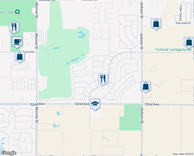 map of restaurants, bars, coffee shops, grocery stores, and more near 51450 Clubhouse Drive in Indio